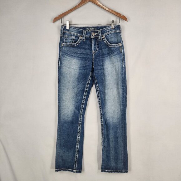 Silver Jeans Women's NatSuki Capri Stretch size 26 Distressed Embroidered - Picture 1 of 8